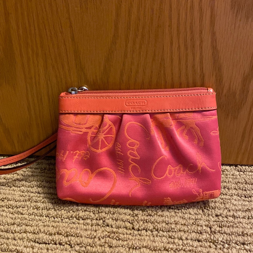 Unique Coach Wristlet (Pink and Orange Coach Logo)